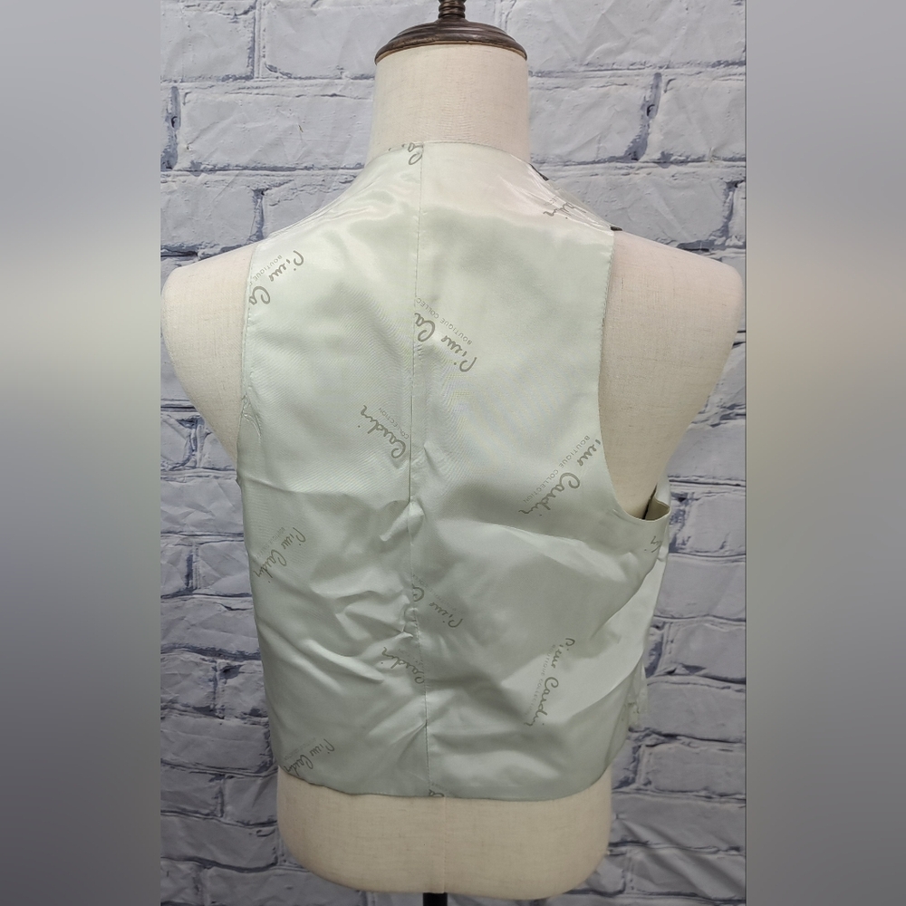 Pierre Cardin Vintage 80s Vest Suit Jacket Brown Wool Herringbone 40R Medium - Picture 3 of 11
